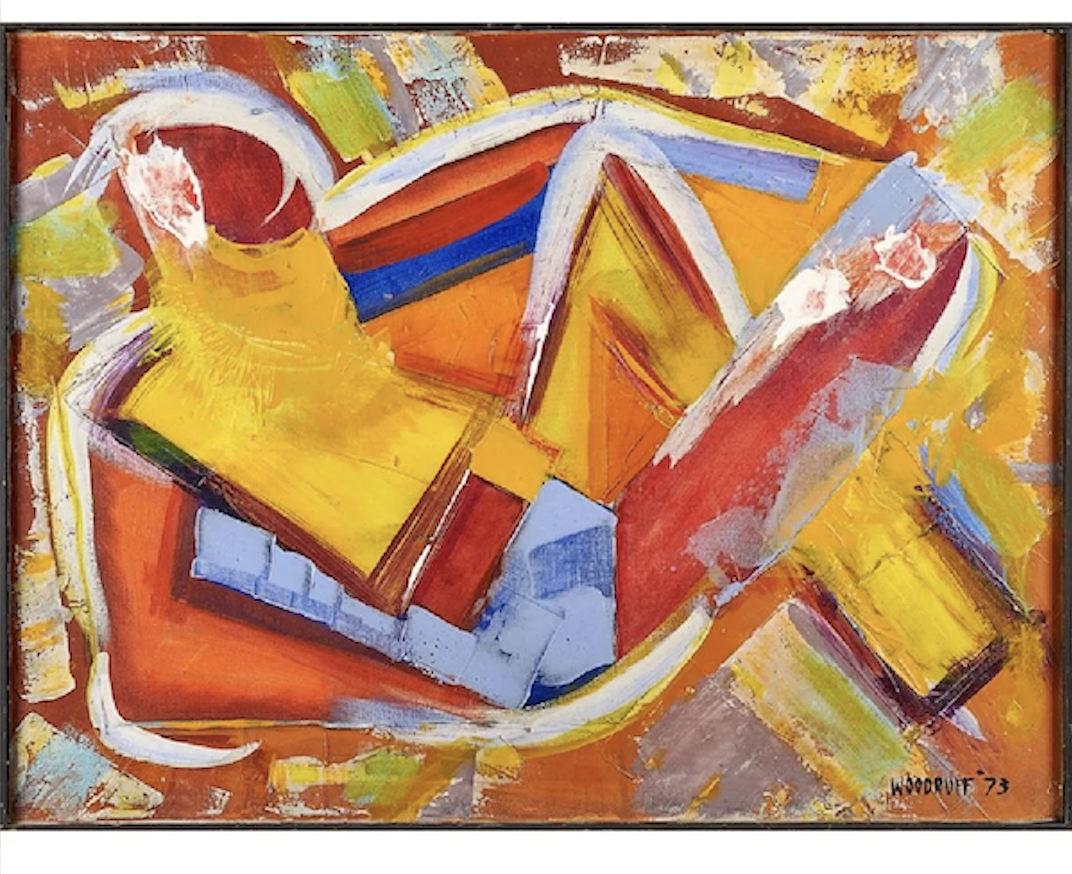A notable exception to Hale Woodruff’s landscapes is this 1973 acrylic painting, ‘Marisa In Vogue,’ which brought $23,000 plus the buyer’s premium in November 2017. Image courtesy of Rago Arts and Auction Center and LiveAuctioneers.