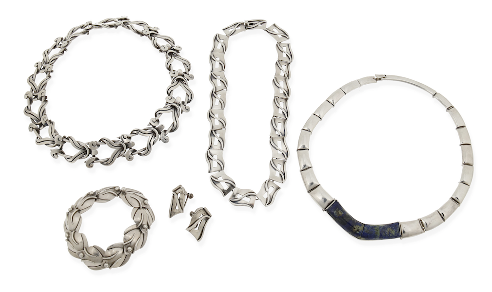 Valentin Vidaurreta six-piece group of silver jewelry, $6,875