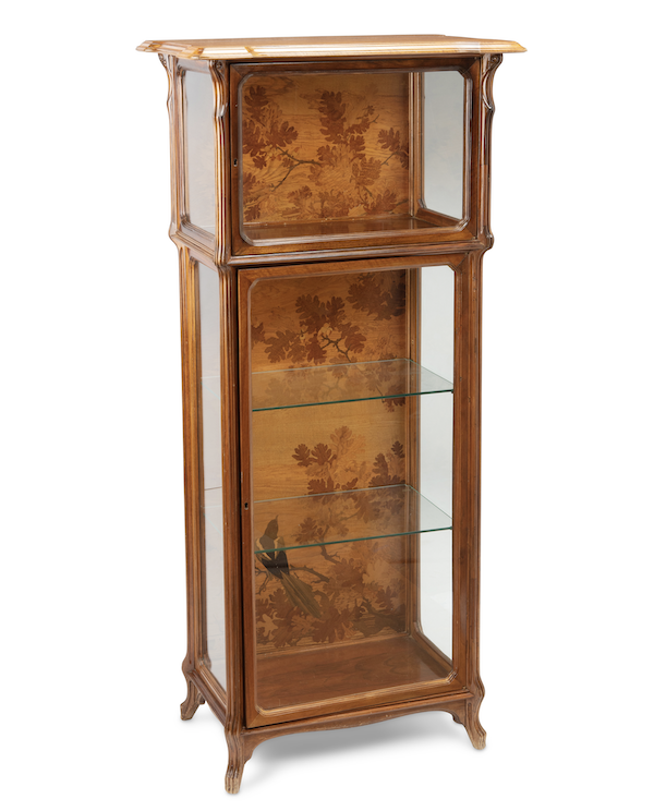 Art Nouveau Galle inlaid curio cabinet, est. $7,000-$9,000