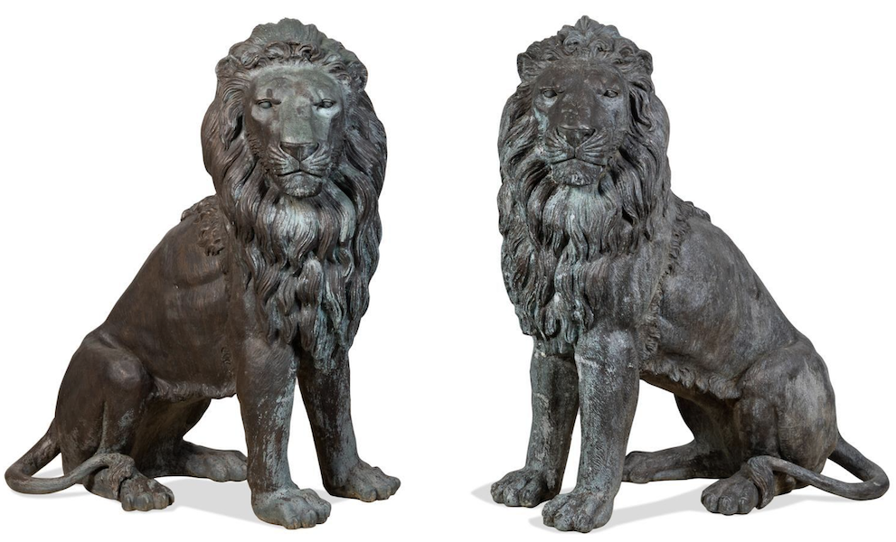 Large pair of Aspen Art guardian lions, $18,750