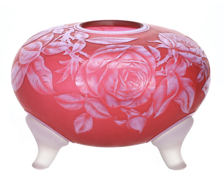 Signed Thomas Webb & Sons English cameo art glass rose globe, estimated at $750-$1,500