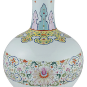 Chinese famille rose porcelain celestial sphere vase, estimated at $100,000-$150,000. Image courtesy of Doyle and LiveAuctioneers