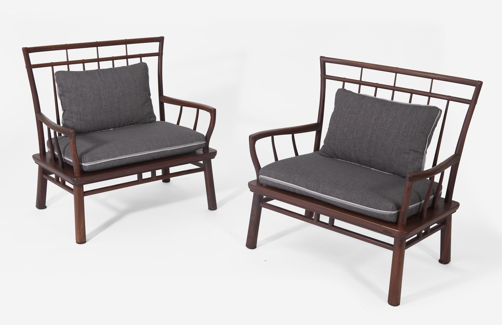  Pair of Chinese-style oversize armchairs or benches by Richard Koga, estimated at $4,000-$6,000