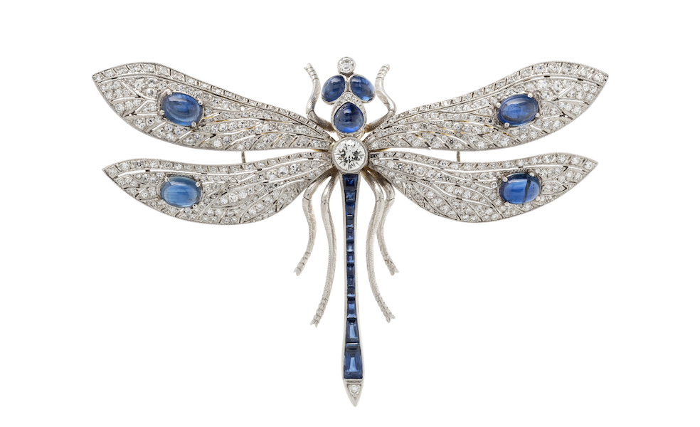 Evelyn Clothier sapphire and diamond dragonfly brooch, $11,250