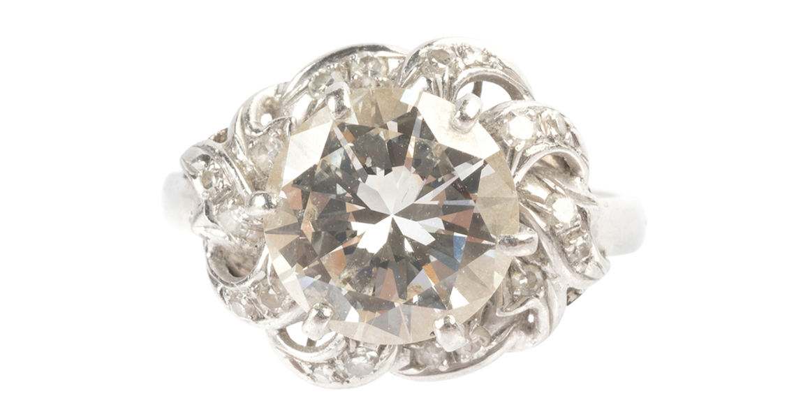 Platinum ring with 2.40-carat diamond, $8,610