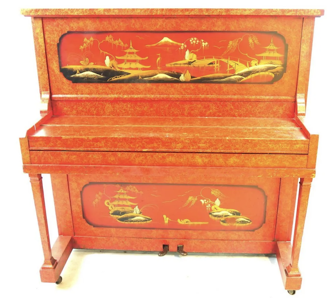 A Behr Brothers upright piano that personally belonged to jazz musician Lionel Hampton sold for $4,100 plus the buyer’s premium in April 2016. Image courtesy of Saco River Auction and LiveAuctioneers.