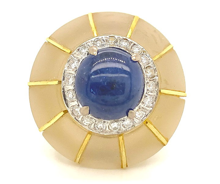 18K gold, diamond and sapphire cocktail ring, estimated at $1,500-$2,000