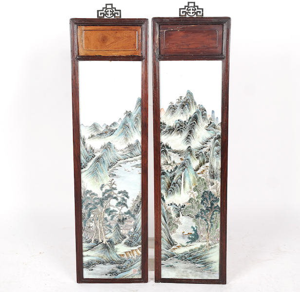 Pair of Chinese framed porcelain plaques, estimated at $7,000-$10,000