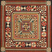 Artist unknown (India), ‘Soldier’s Quilt (detail),’ 1850-75, Wool, probably from military uniforms with embroidery thread, rickrack, and velvet binding; inlaid, layered-applique, hand embroidered. Image courtesy of the American Folk Art Museum, gift of Altria Group, Inc. Photo by Gavin Ashworth