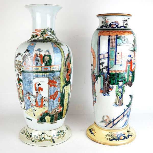 Pair of Chinese polychrome porcelain vases, $6,875