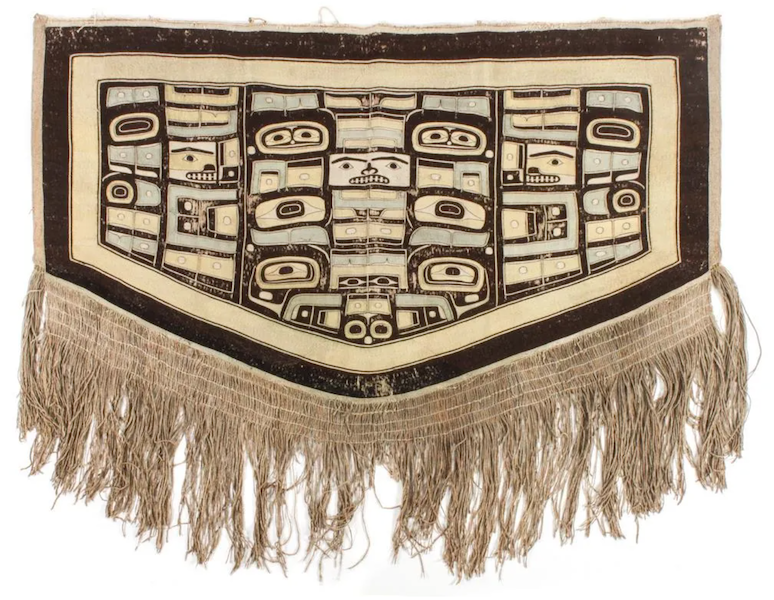 This Tlingit Chilkat dancing blanket made $40,000 plus the buyer’s premium in November 2018. Image courtesy of Hindman and LiveAuctioneers.