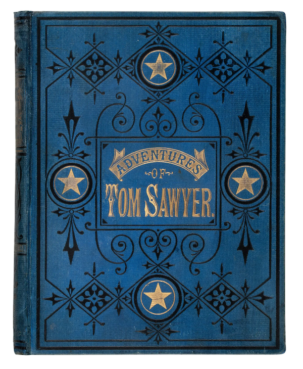 An 1876 first American edition, first printing of the Mark Twain (aka Samuel Clemens) classic, ‘The Adventures of Tom Sawyer,’ sold for $15,000 plus the buyer’s premium in May 2022. Image courtesy of Hindman and LiveAuctioneers.