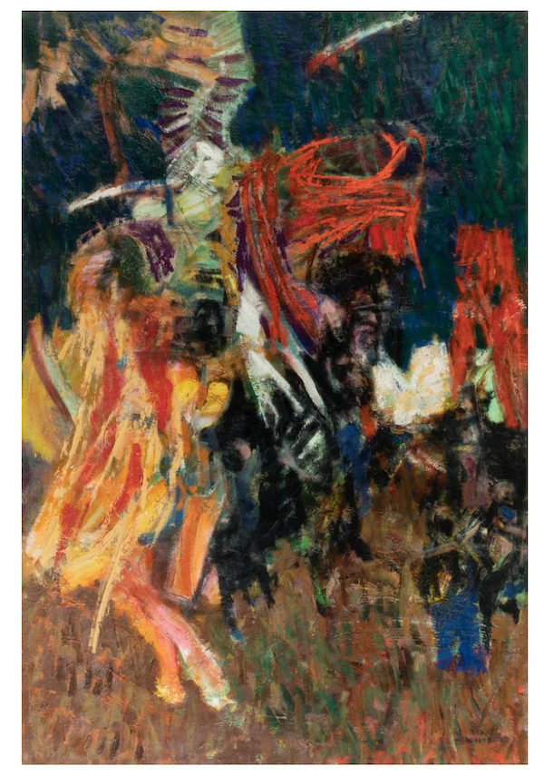 This circa-1958 Hale Woodruff abstract painting sold for $37,500 plus the buyer’s premium in September 2019. Image courtesy of Treadway and LiveAuctioneers.