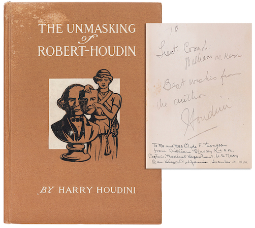 First edition of Harry Houdini’s book, ‘The Unmasking of Robert-Houdin,’ estimated at $1,500-$2,500