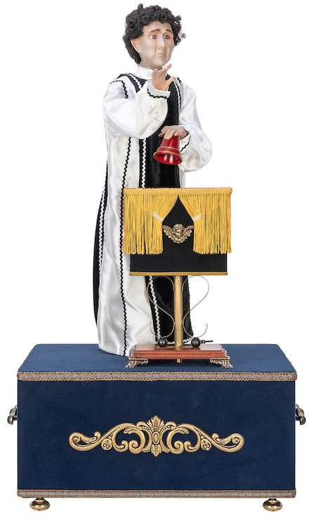 Cup and ball magician automaton made in 2002 by Alan Wakeling, estimated at $5,000-$10,000