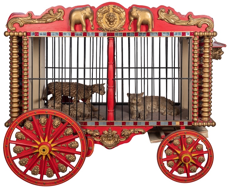 Circa-1940 lion model circus wagon, $6,600