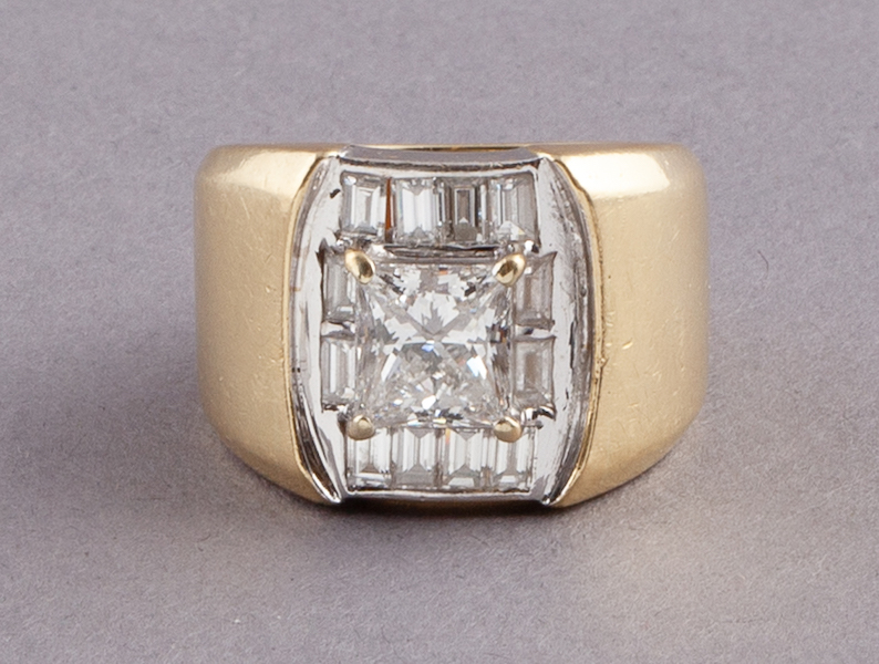 18K gold and diamond men’s ring with 2.07-carat diamond, estimated at $25,000-$35,000