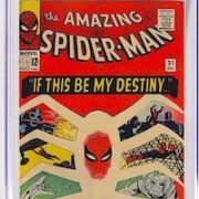 Copy of Marvel Comics’ ‘Amazing Spider-Man’ #31 from Dec. 1965, graded CGC 8.5, featuring the first appearance of Gwen Stacy and Harry Osborn, estimated at $2,000-$3,000
