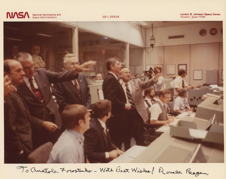 Official NASA photo from Nov. 14, 1981, signed by Ronald Reagan to Anatole Forostenko, estimated at $500-$750