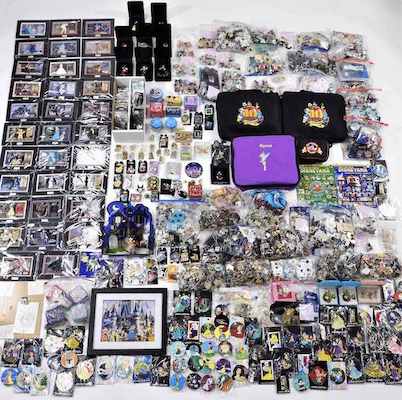 Lifetime collection of Disney Pin Trading collectible pins – around 3,500 pieces – including Hidden Mickey cast member pins, estimated at $2,000-$3,000