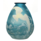 Signed Galle French cameo art glass vase with ice blue ground and white cameo carved overlay, estimated at $25,000-$45,000