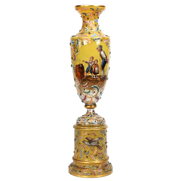 Museum-quality two-piece urn signed Moser, estimated at $20,000-$30,000