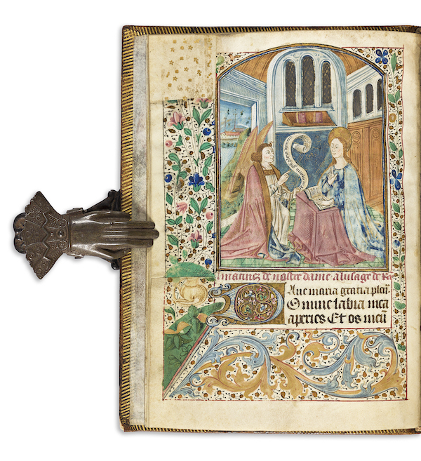 Book of Hours with illuminated miniatures, circa 1480-1510, estimated at $20,000-$30,000