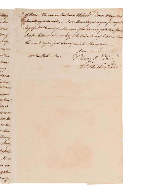 1785 George Washington-signed letter to his land agent, estimated at $6,000-$8,000