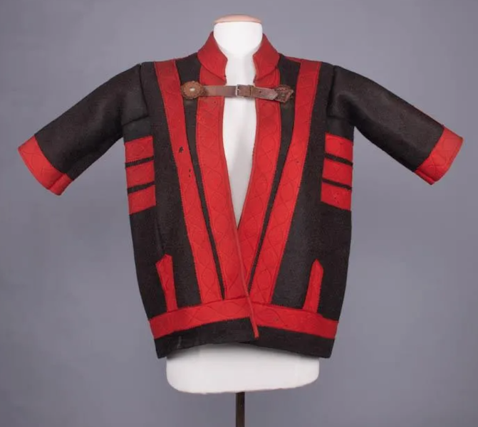 A colorful 19th-century mens’ jacket from Hungary brought $475 plus the buyer’s premium in September 2022. Image courtesy of Augusta Auctions and LiveAuctioneers.