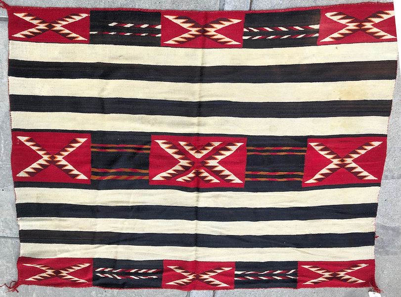 Circa-1900 red Mesa Chief pattern rug, estimated at $5,000-$7,000