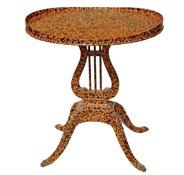 Ira Yeager speckle-painted side table, estimated at $500-$700