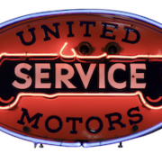American-made 1930s United Motors Service single-sided porcelain neon sign, estimated at CA$20,000-$25,000