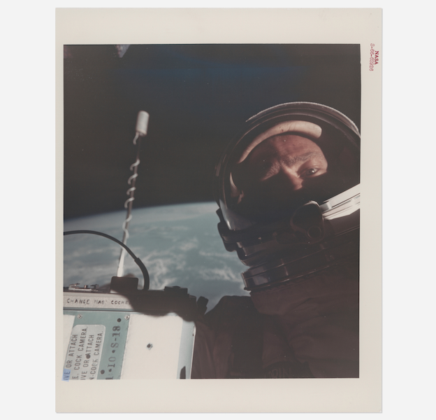 The first selfie in outer space, Buzz Aldrin, Gemini XII, November 11-15, 1966, estimated at $8,000-$12,000