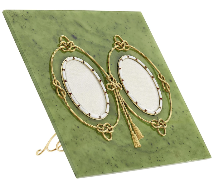 Faberge nephrite double photograph frame by Henrik Wigstrom, $34,650