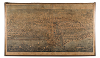Monumental map of Chicago that predates the Great Chicago Fire, estimated at $50,000-$70,000