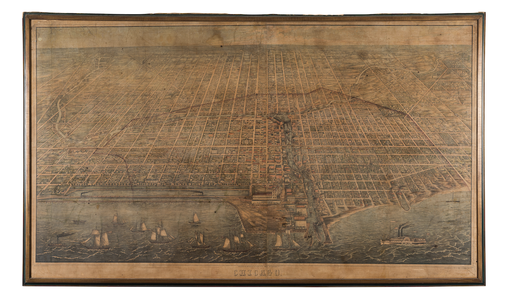  Monumental map of Chicago that predates the Great Chicago Fire, estimated at $50,000-$70,000