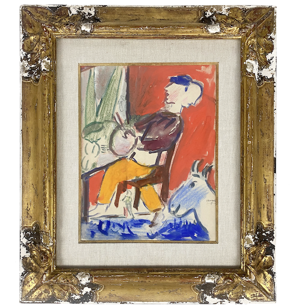 One side of a double-sided Marc Chagall gouache and drawing, estimated at $100,000-$1 million