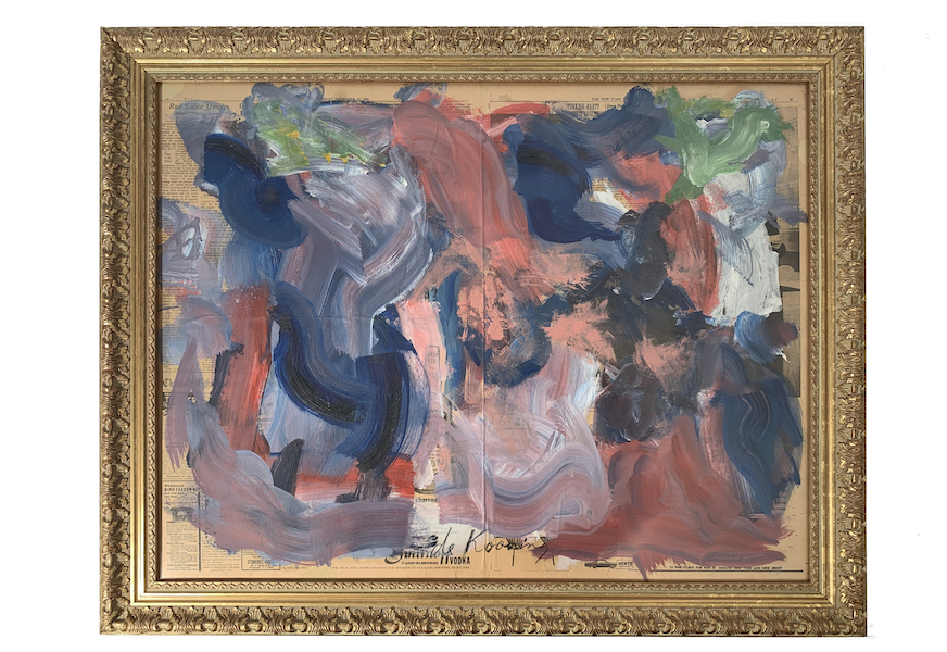 Untitled Willem de Kooning 1963 abstract on newsprint mounted on canvas, estimated at $150,000-$200,000