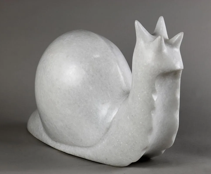 A snail sculpted in white marble by Bufano earned $5,500 plus the buyer’s premium in February 2018. Image courtesy of Clars Auction Gallery and LiveAuctioneers.