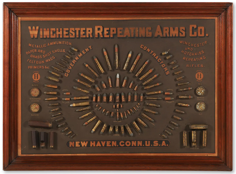Advertising has been a strong category for Miller & Miller, and Winchester’s cartridge boards are historic and highly sought after. This 1884 example made $61,854 plus the buyer’s premium in June 2021. Image courtesy of Miller & Miller and LiveAuctioneers. Price converted to US dollars.