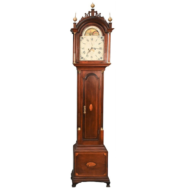 Aaron Willard mahogany tall clock, $18,000