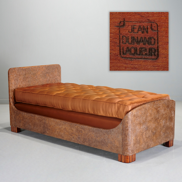 Circa-1925 Bateau daybed by Jean Dunand, estimated at $15,000-$25,000