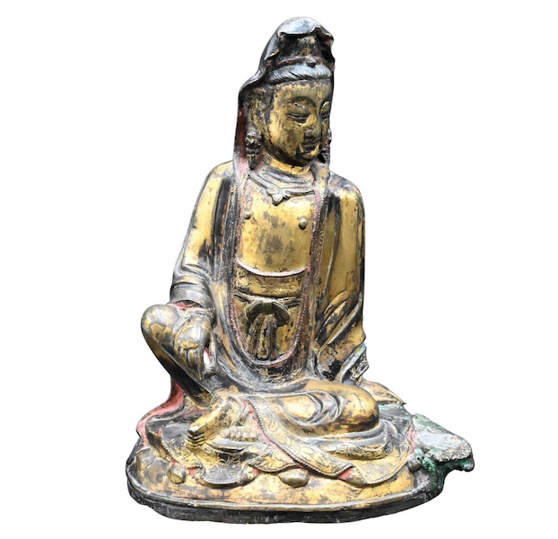 Bronze and gilt bronze Buddha, $7,500