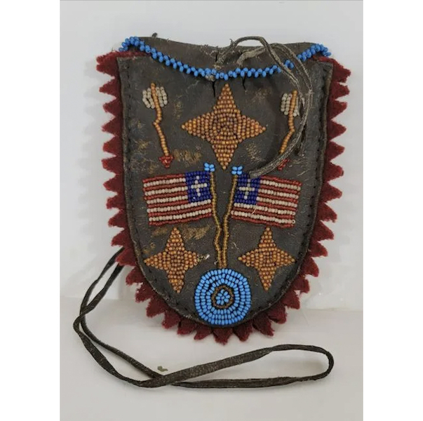 Circa-1880s Northern Plains Indian beaded flag pouch, estimated at $600-$800 