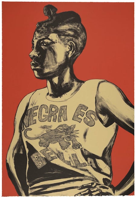 Robert Pruitt, ‘Negra Es Bella,’ 2044. Two-color lithograph. Detroit Institute of Arts, museum purchase, John S. Newberry Fund, 2020.13. Copyright © of the artist and Koplin Del Rio Gallery, Seattle, Washington