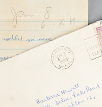 Detail of one of the 42 love letters Bob Dylan, then Bob Zimmerman, wrote to Barbara Ann Hewitt in the 1950s. Imagescourtesy of RR Auction and © the estate of Barbara Hewitt