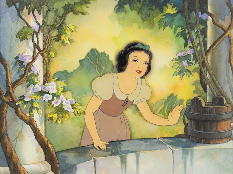 ‘Snow White’ production cel on a custom-painted watercolor background by Toby Bluth, estimated at $6,000-$8,000