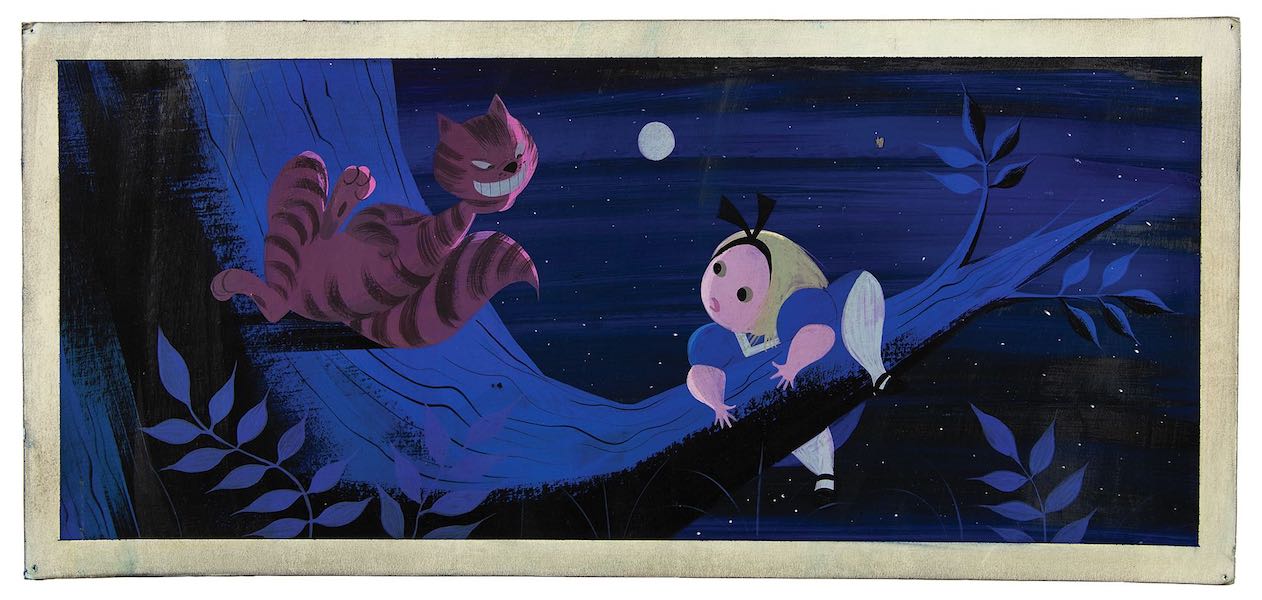 Mary Blair ‘Alice in Wonderland’ concept painting for Disney, showing Alice and the Cheshire Cat, estimated at $15,000-$20,000