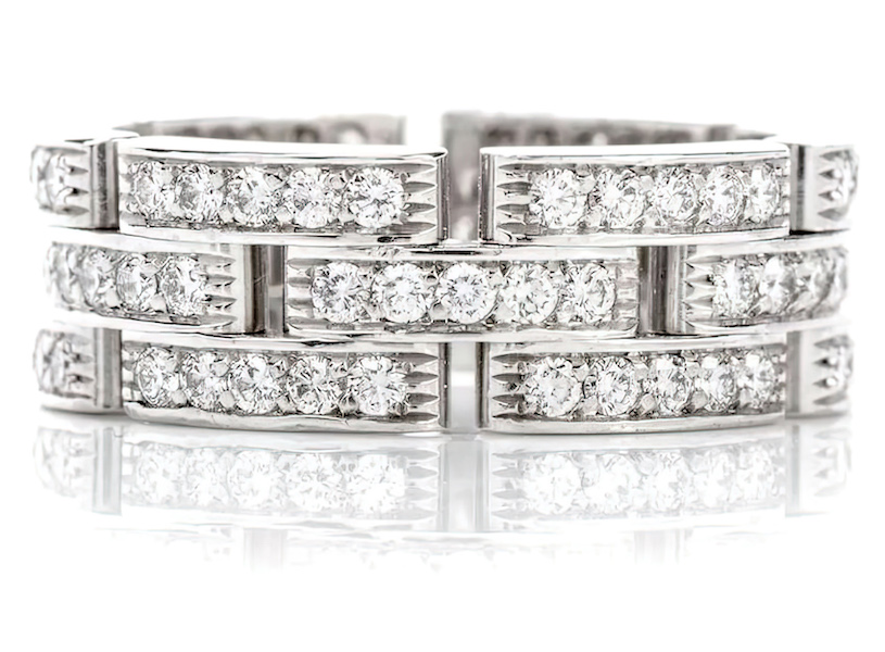  Cartier 18K white gold Maillon diamond ring, $5,040