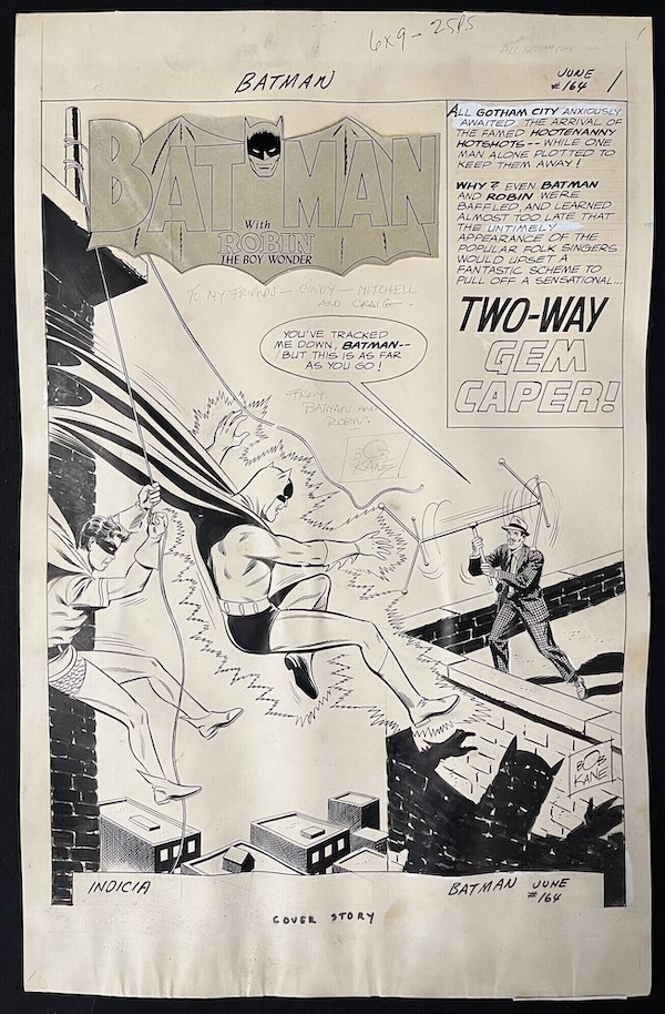 Original ink over graphite splash page title art for Batman #164 (DC, 1964) by Sheldon Moldoff and Joe Giella, $21,600